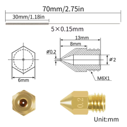 copy of 0,2 MK8 Dyse for feks Creality, Tevo, Prusa, Anet m/flere